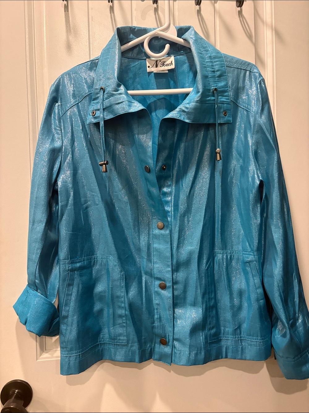Y2K vintage Shimmery Turquoise Jacket for Women size 12 button up